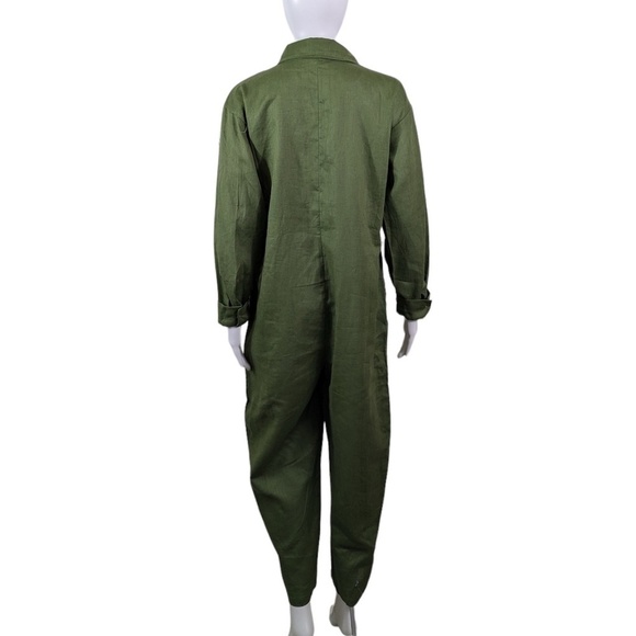 Olive Green Button Down Jumpsuit Size M - Picture 2 of 2